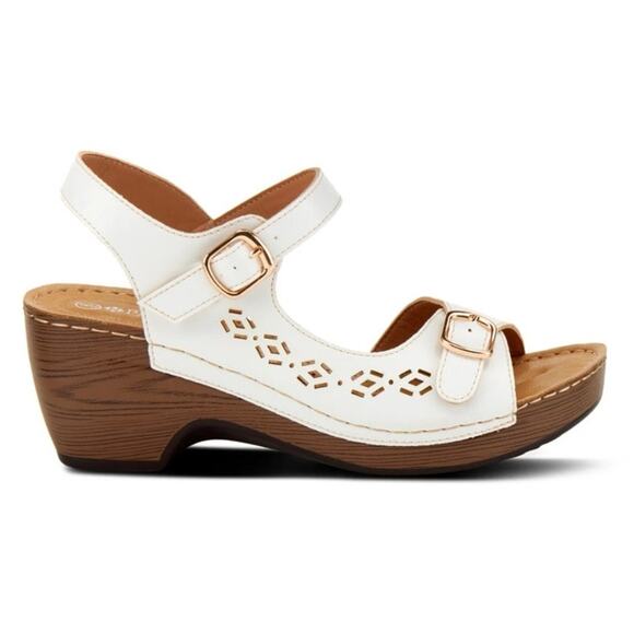 Patrizia Spring Step "Shantay" White Wedge Platform Sandal Women 42 (US10.5 -11) - Picture 6 of 12